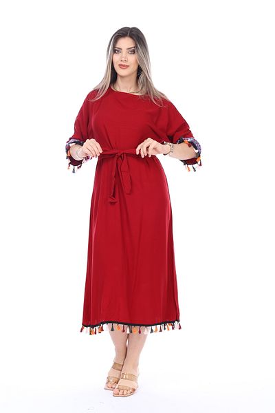 mervemoda Rochie de vară pentru femei cu lungime midi - mâneci trei sferturi