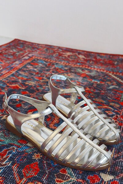 POLKA STORE Cage Piping Detailed Cage Women's Sandals