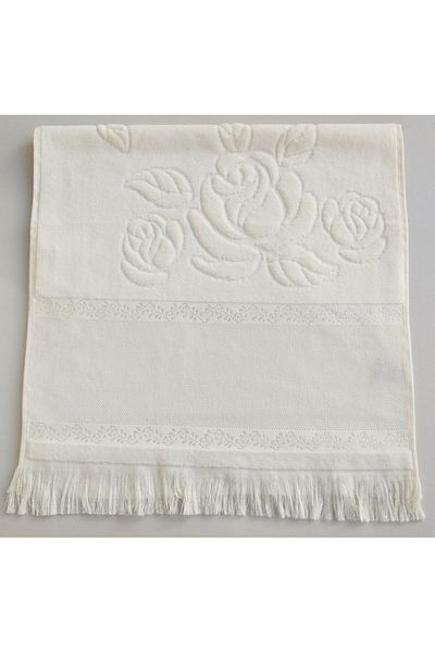 Fiesta Cream Colored Set of 2 with Girl - Etamine Embroidered Velvet Towel Mother
