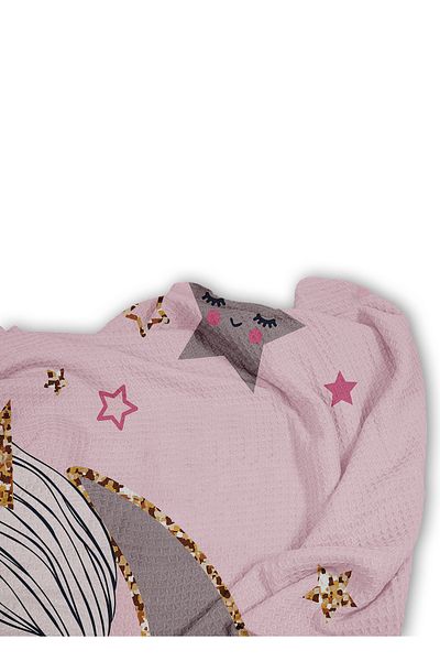 Evperest Girl Sitting on the Moon Pink Pique Bedspread EPY111