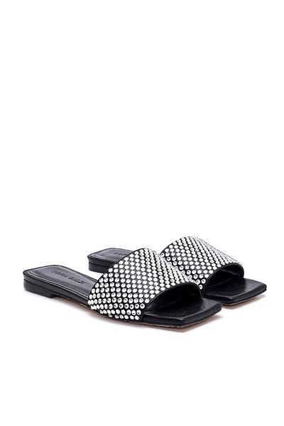 Sofia Baldi Assam Black Fabric Women's Flat Slippers