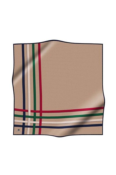 Vissona Γυναικείο Φουλάρι Beige Twill Silk - Navy Blue, 90x90