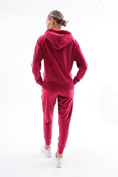 WestBound Set de trening pentru damă din catifea moale Burgundy Stone