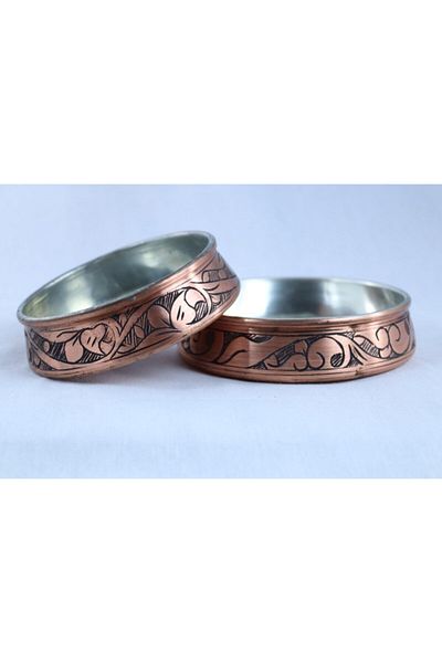 HASPİR YÖRESEL ÜRÜNLER Copper Hand Embroidered 2-Piece Turkish Delight & Snack Bowl