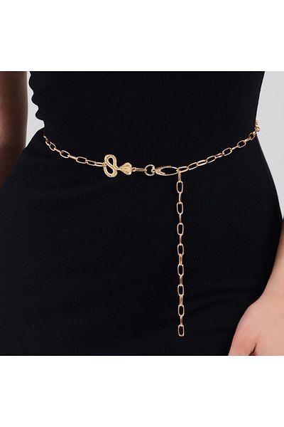 Duke Nickle Gold Color Snake Figured Elegant Design Women's Adjustable Chain Belt