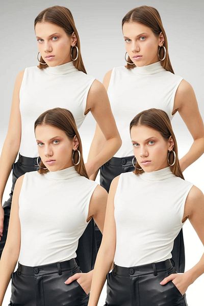 Ladima White Sleeveless Blouse - Women's Set of 4