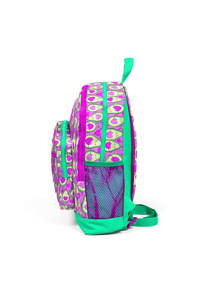 Coral Primary School Bag - Pink, Aqua Green Avocado Pattern, Four Compartments - 23709