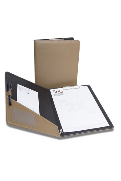 2K Secretarial Tray with Cover Faux Leather A4 - Mink