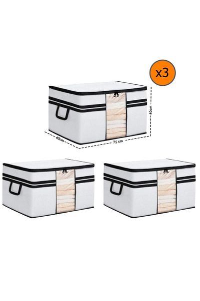 Spartek home textile 3 Pieces Lux White - Black Stripe - Window Pillow Quilt - Hurcu 75 X 40 X 40 cm