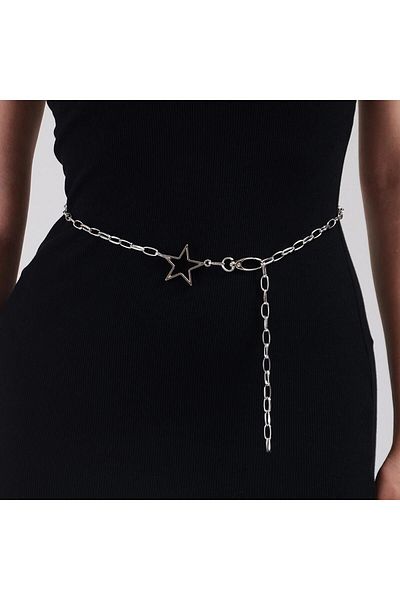 Duke Nickle EleGant Women's Chain Belt with Silver Colored Star Figure - Adjustable DesiGn