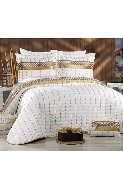 Faiend Double Micro Dowry Bedspread - Quality (Cream Gold)