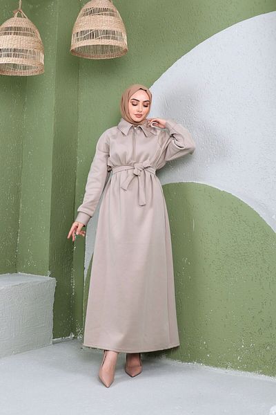 Zümrüt hijab skupa dress with zipper 1644