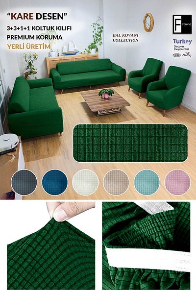 Faiend Lycra Flexible Stretch Sofa Cover Set 3/3/1 - Sofa Sofa Bed Cover