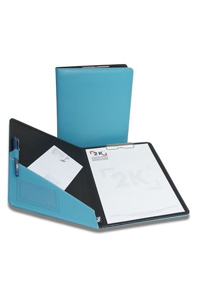 2K Secretarial Tray with Cover Faux Leather A4 - Turquoise