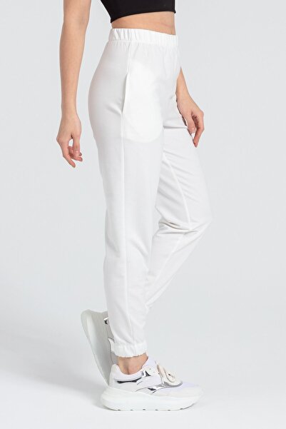 Jument Women's High Waist Sweatpants with Side Pockets and Elastic Waistband and Legs - cream