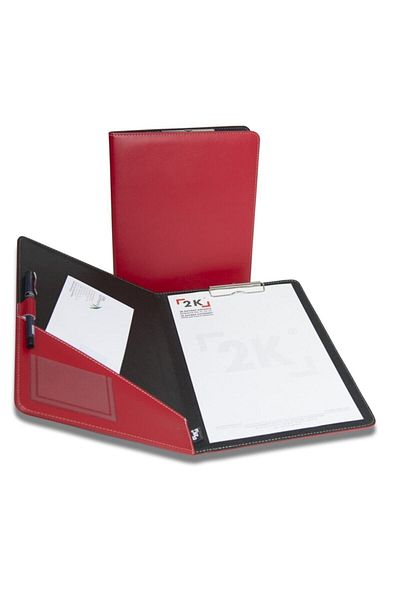 2K Secretarial Tray with Cover Faux Leather A4 -red