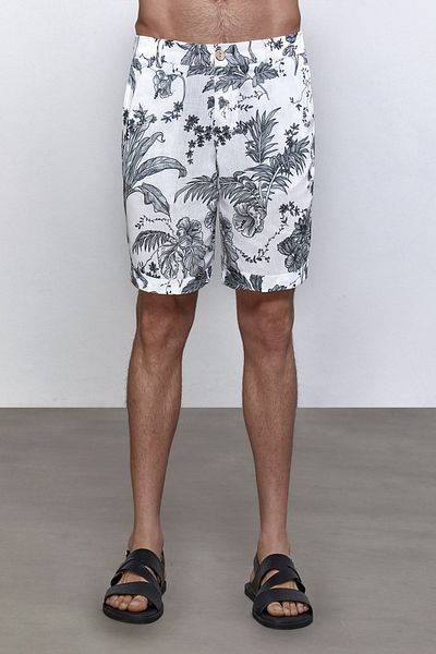 Dear Deer Black Blossom Linen Bermuda Short