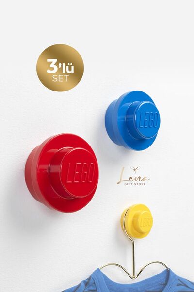 Lena Gift Store Lego 3-piece Colorful Wall Hanging Clothes and Hanging Bracket for Kids and Baby Room