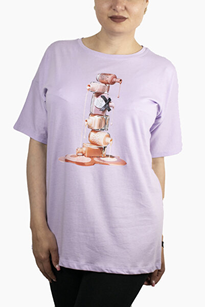 PONÇİK Γυναικείο T-shirt από χτενισμένο βαμβάκι με στάμπα βερνίκι νυχιών 2100...