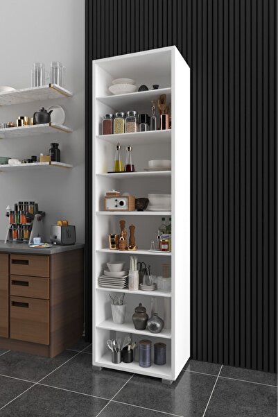 KZY Açık 8 Raflı 180 Cm Dolap Gardrop Elbise Dolabı Kazak Dolabı Kıyafet Dolabı Gömlek Dolabı Beyaz