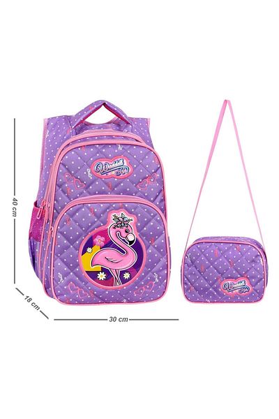Waddell Cutie de prânz și elementar cu model liliac Flamingo pentru fată