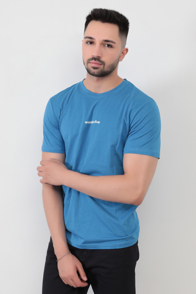 JB John Borners Мъжка синя тениска с щампа „Искам да живея“