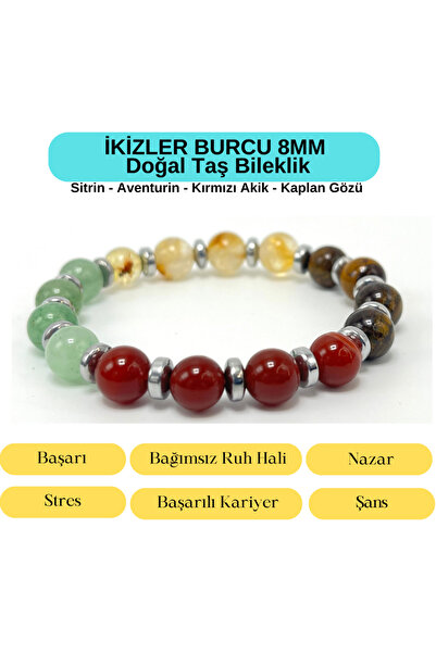 Certified Gemini 8mm 33-piece Natural Stone Bracelet