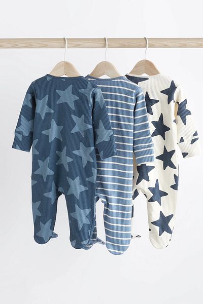Next Baby Navy Blue Star Patterned 100% Organic Cotton 3-piece Sleeping Bag Set - Aly01750