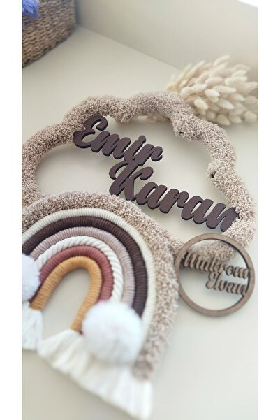 Makrome Isme Özel Bebek Hediyelik Kapı Süsü Otantik Bohem Tarzı