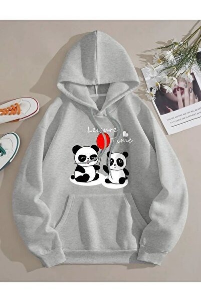 SeusCraft Φούτερ με κουκούλα unisex oversized με στάμπα Panda