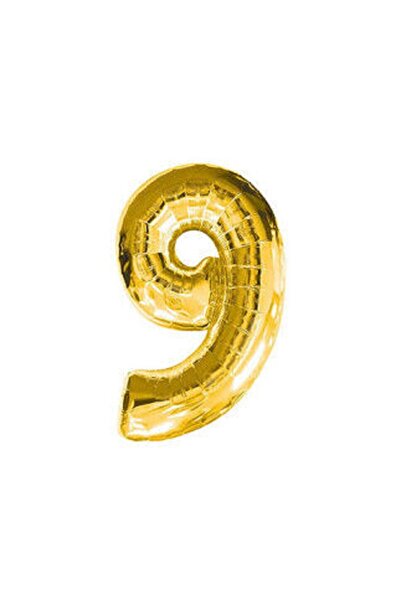 BenimMarifetlerim بالون رقم 9 من رقائق الذهب مقاس 16 بوصة 40 سم