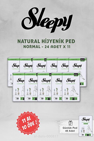 Sleepy 11 AL 10 ÖDE Sleepy Natural Ultra Normal Hijyenik Ped 24 Adet ve 40'lı Günlük Ped