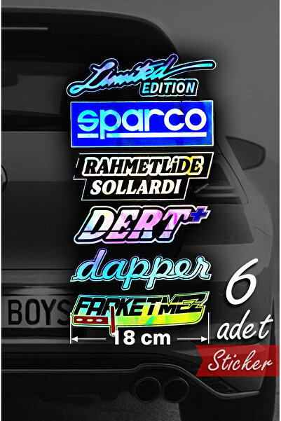 CARSNBOYS Araba Arka Cam Yazıları, Hologramlı Yeni Model,yan Kapı, Yan Cam Stickerı Tek Fiyat Oto, Motor