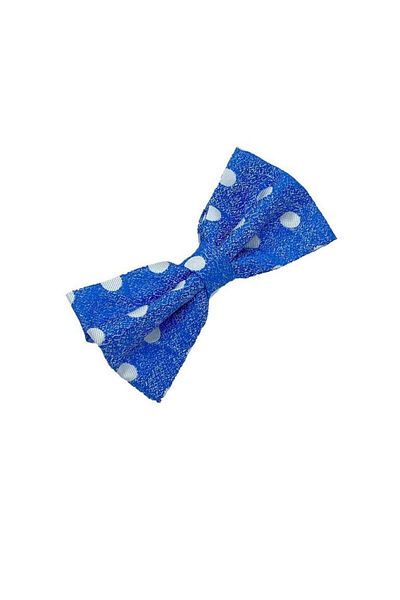 Brianze Blue Bow Tie - White Polka Dot Design