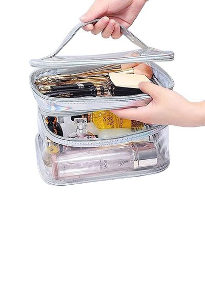 Woys Bags Sminktáska Utazási ápolótáska Ezüst színű átlátszó rekesz - 2 rekeszes FUNKCIÓS SZERVEZŐ