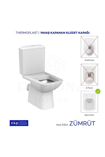 Plodna House Zümrüt Kare Yavaş Kapanan Klozet Kapağı Üstten Sıkmalı Menteşeli