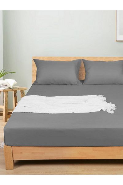VESSİNOHOME Cotton Elastic Sheet Set Single Double King Size 57 Wire Fabric Size White-coloured