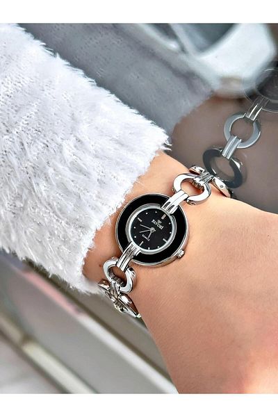 Favori Sports Style Black and Metal Color Women's Wristwatch - Fvr-1037.2cbc