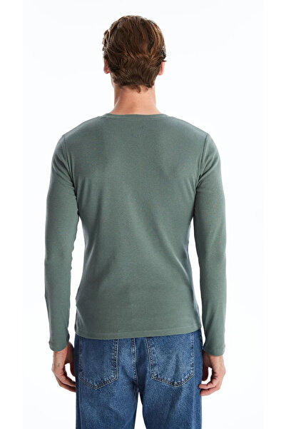 LC Waikiki LCWAIKIKI - Κλασικό ανδρικό χτενισμένο βαμβακερό μπλουζάκι με λαιμόκοψη, μακρυμάνικο