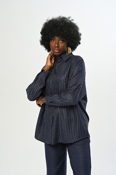 Orfeo Negro Cămașă oversize de damă cu model în dungi - culoare uni