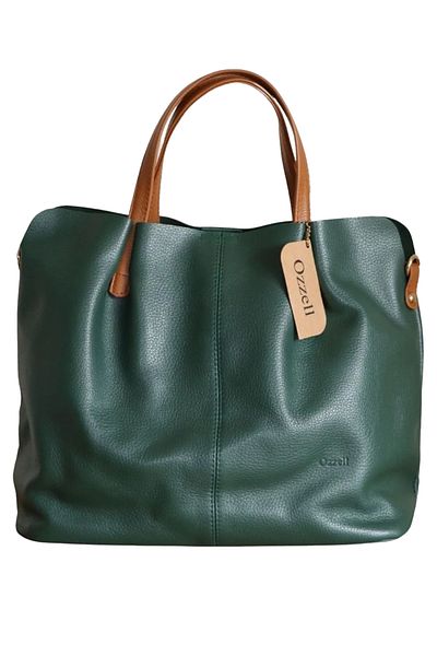 ToteBag Geantă tote Milano Soft din piele naturală premium verde închis