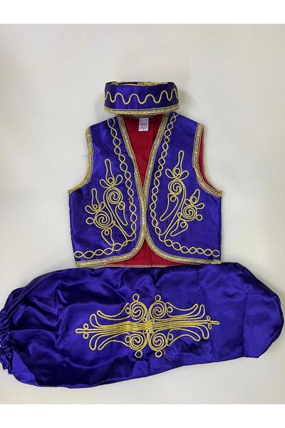 DilekKostüm 23 Nisan Kep Şalvar Yelek Kostüm Folklör Kıyafeti Erkek Kız Yöres...