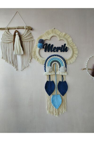 Makrome Isme Özel Bebek Hediyelik Kapı Süsü Erkek Bebek Süsü