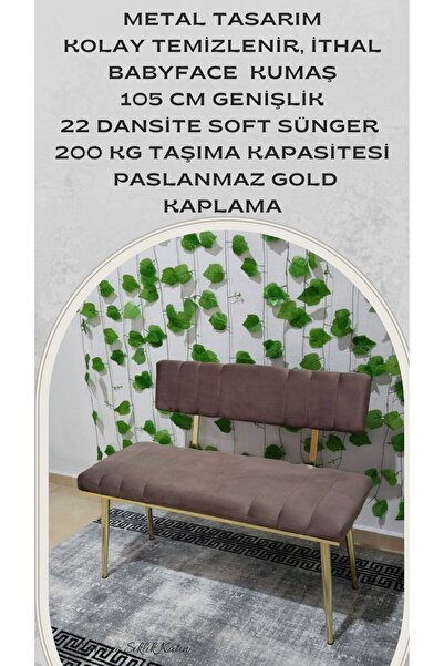 ÖZCAN METAL Metal Ayaklı Sırtlı Gold  Mutfak Salon Antre Yatak Odası Puf Bank...