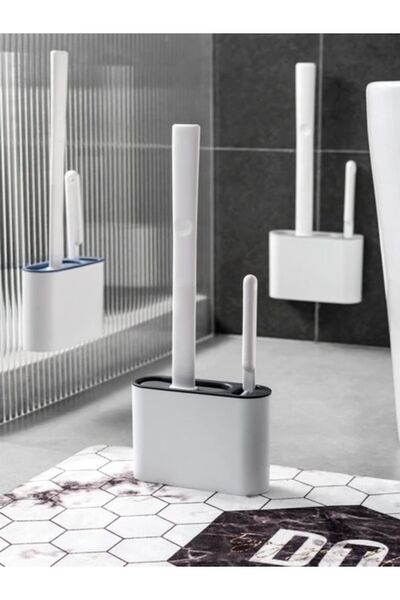 EUROLUXE Klozet Fırçası Hazneli Silikon Esnek Duvara Monte Wc Tuvalet Temizli...