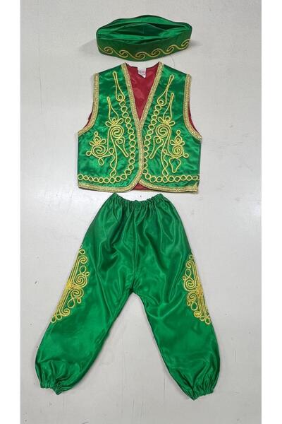 DilekKostüm 23 Nisan Kep Şalvar Yelek Kostüm Folklör Kıyafeti Erkek Kız Yöres...