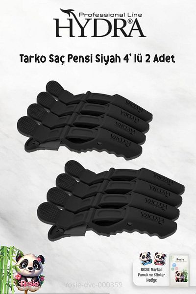 Tarko Tarko Hydra 2192 Hair Clamp - 2 Pieces, Set of 4 Black and ROSIE