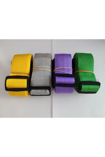 BALP 4 أحزمة أمتعة ملونة - أصفر، رمادي، أرجواني وأخضر، إجمالي 4 سم