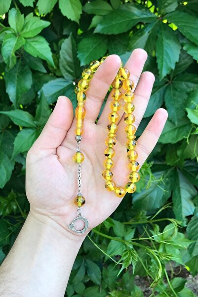 Rana Gümüş Karıncalı Metal Püsküllü Toz Kehribar Tesbih