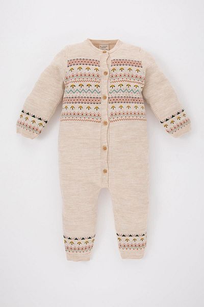 DeFacto Strickoverall mit ethnischem Muster für Babys - A4346a523wn